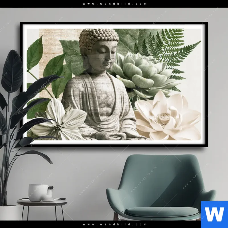 Poster | Buddha zwischen Lotusblüten | Querformat
