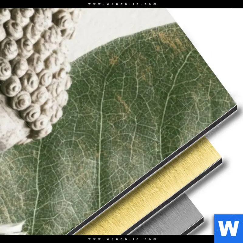 Aluminiumbild gebürstet | Buddha zwischen Lotusblüten | Schmal