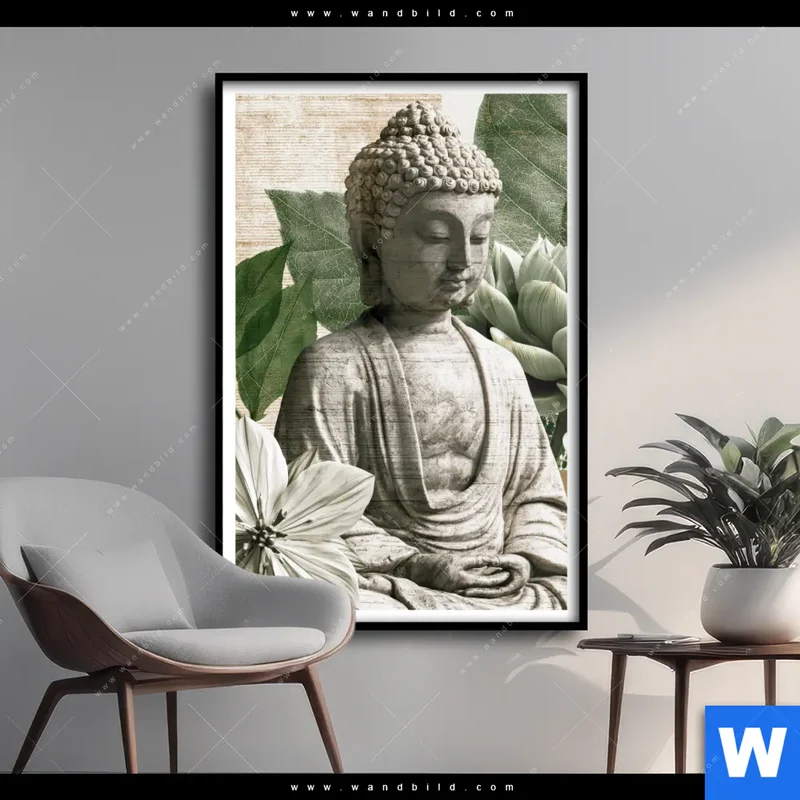 Poster | Buddha zwischen Lotusblüten | Hochformat