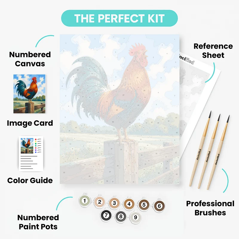 Rooster's Morning Crow - Paint by Numbers Kit