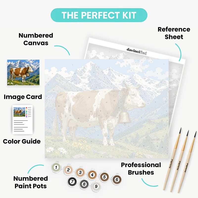 Alpine Cow with Bronze Bell - Paint by Numbers Kit