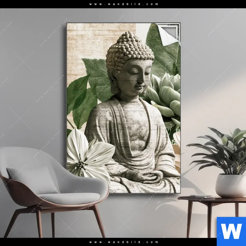 Spannbild | Buddha zwischen Lotusblüten | Hochformat