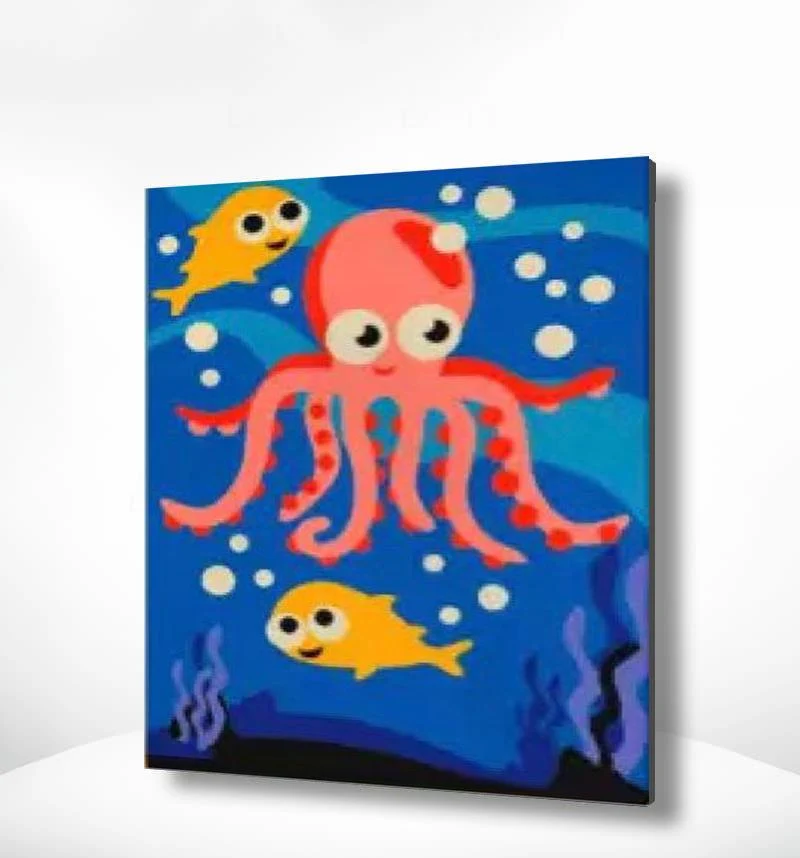 Malen nach Zahlen Oktopus mit Fischen