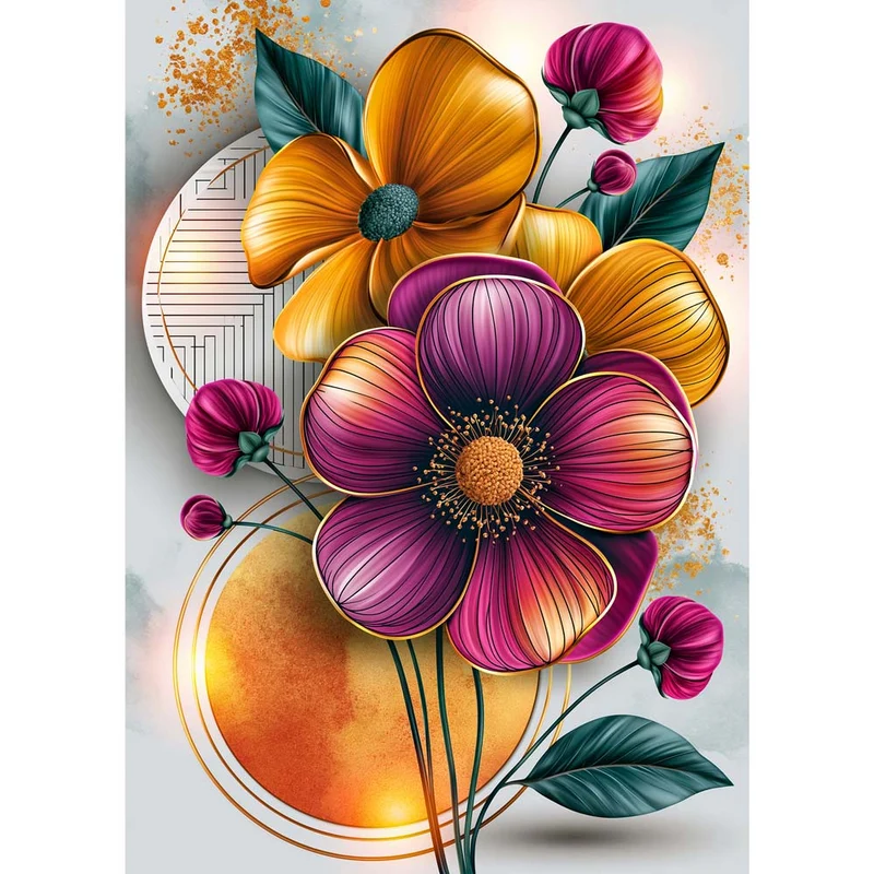 5D Diamond Painting – Blütenklang in Gold und Amethyst