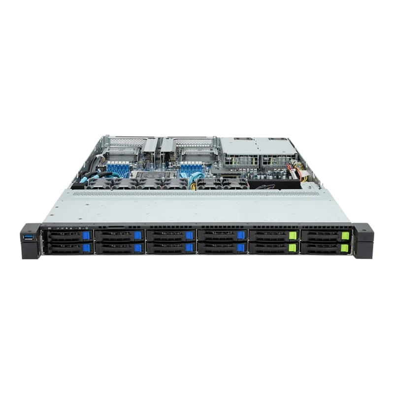 Gigabyte R163-Z32 1U Rackmount Single Socket 4th Gen AMD GENOA Server - 12x Hot-Swap Bays - Redundant PSU