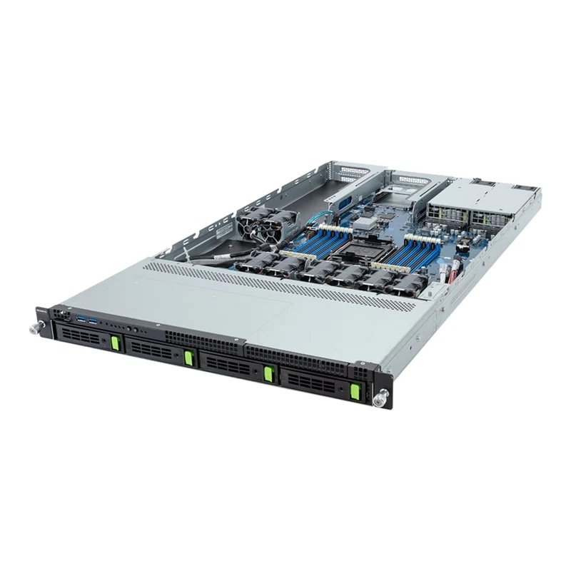 Gigabyte R163-SG0 1U Rackmount Single Socket 4th Gen Intel Xeon Scalable Server - 4x Hot-Swap Bays - Redundant PSU