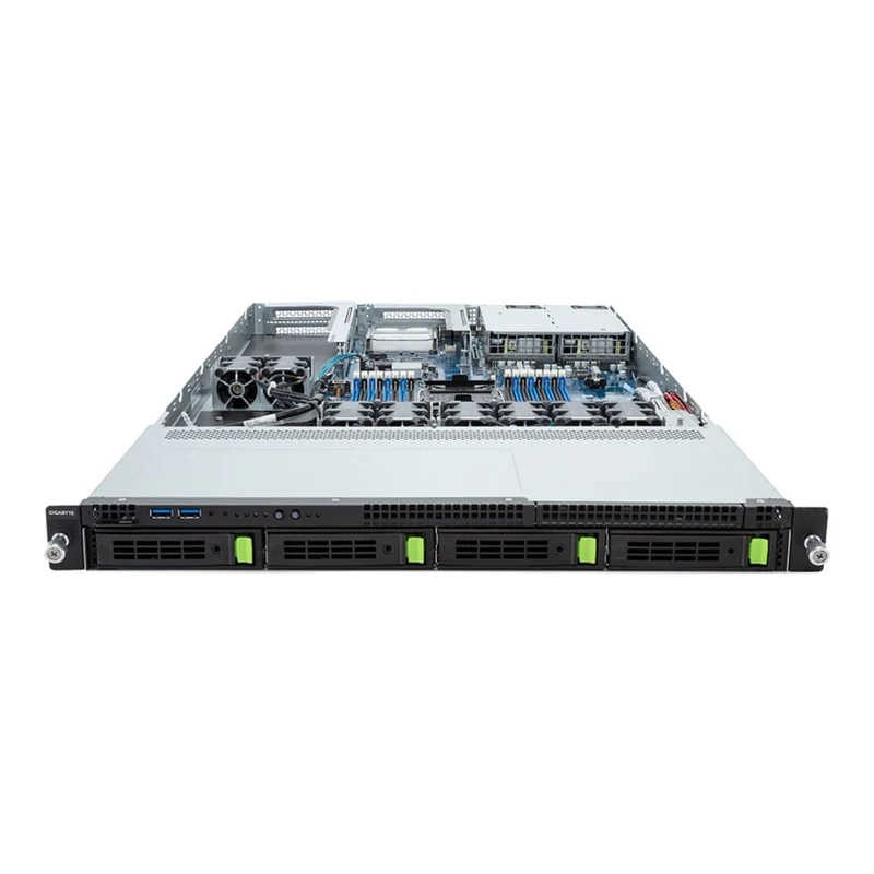 Gigabyte R163-SG0 1U Rackmount Single Socket 4th Gen Intel Xeon Scalable Server - 4x Hot-Swap Bays - Redundant PSU