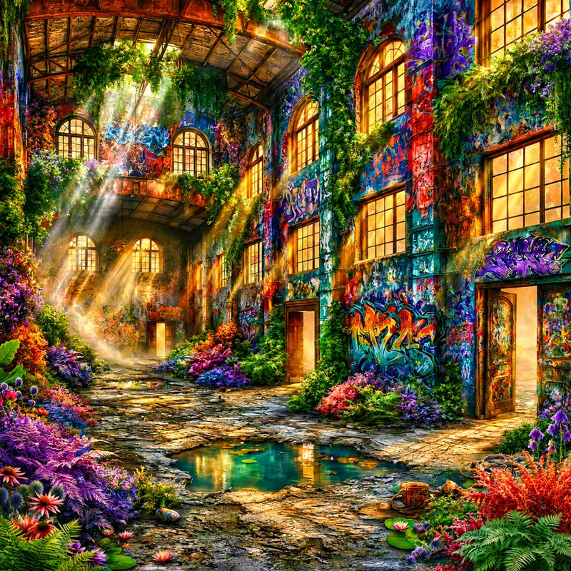 5D Diamond Painting – Elianas leuchtende Urban-Oase