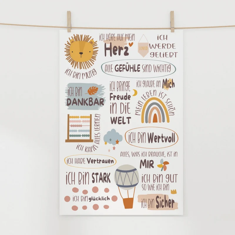 Modern Kids Art - Poster Affirmationen Harmonie 2