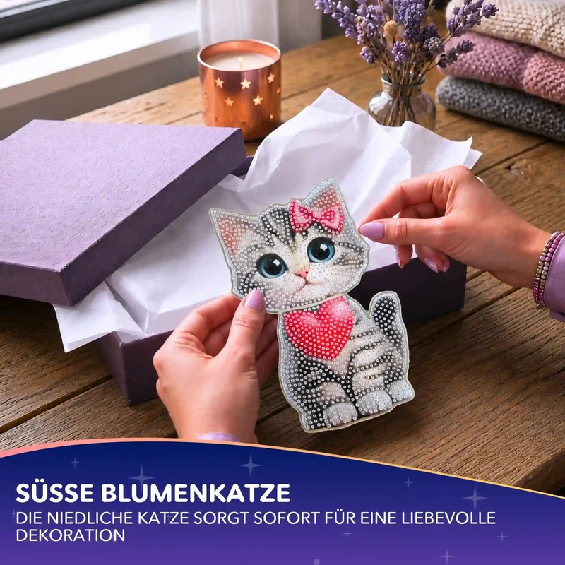 Diamond Painting - Aufsteller Wackelkatze mit Herz