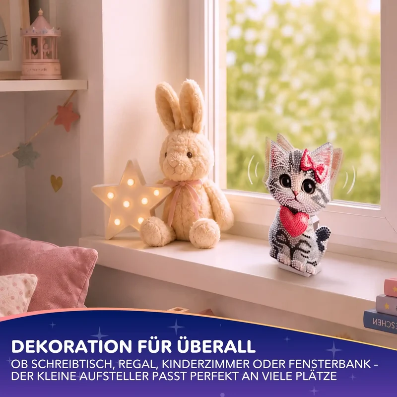 Diamond Painting - Aufsteller Wackelkatze mit Herz