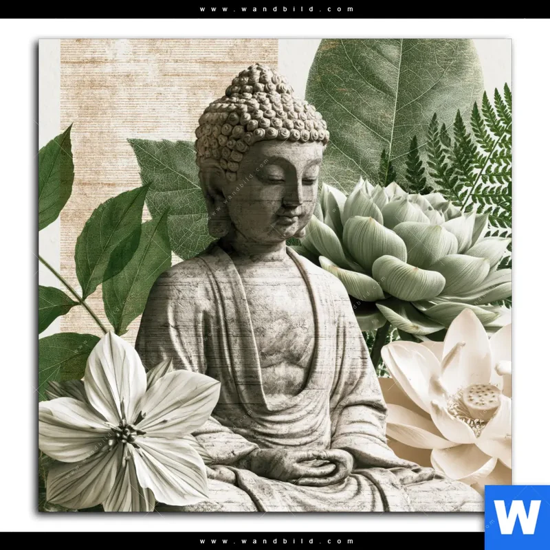 Poster | Buddha zwischen Lotusblüten | Quadrat