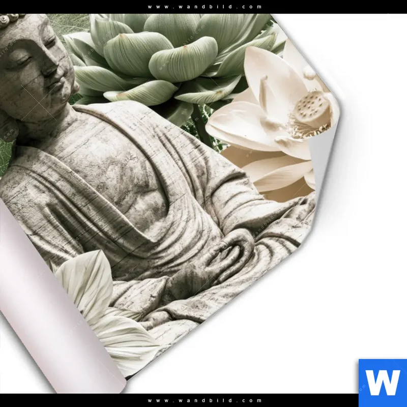 Poster | Buddha zwischen Lotusblüten | Quadrat
