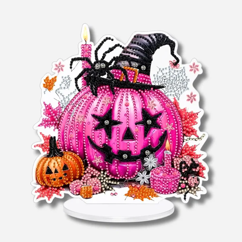 Diamond Painting Aufsteller pinker Kürbis - Halloween