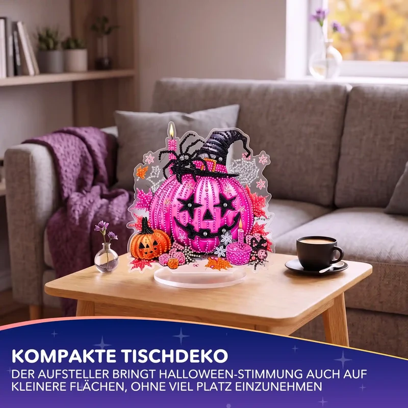 Diamond Painting Aufsteller pinker Kürbis - Halloween