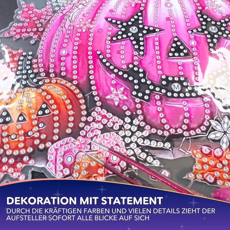Diamond Painting Aufsteller pinker Kürbis - Halloween