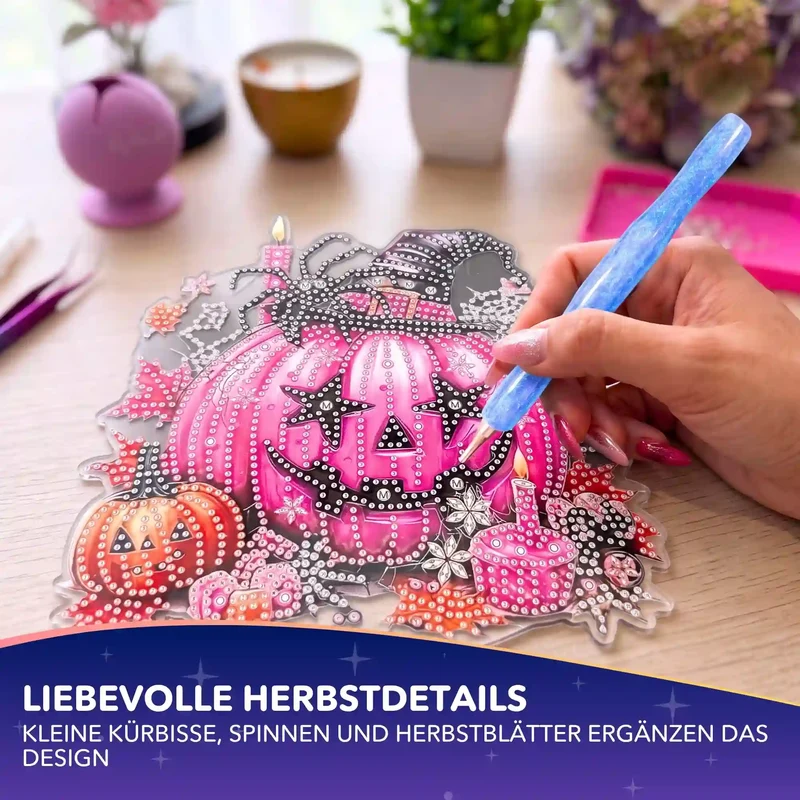 Diamond Painting Aufsteller pinker Kürbis - Halloween
