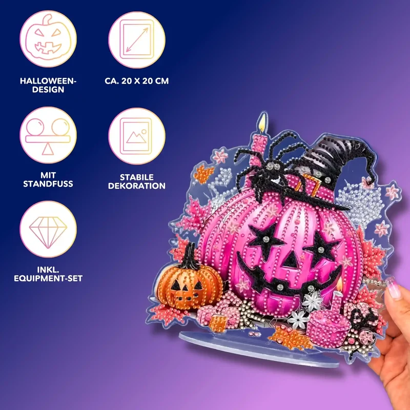 Diamond Painting Aufsteller pinker Kürbis - Halloween