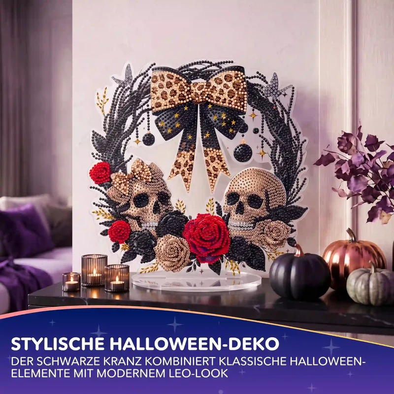 Diamond Painting Aufsteller Totenkopfkranz - Halloween