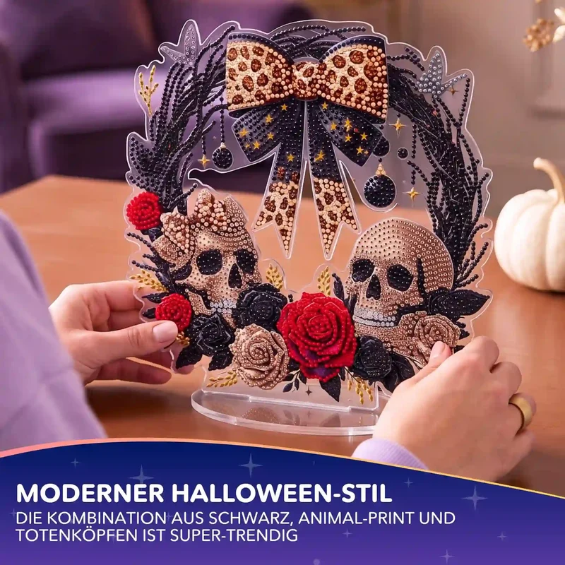 Diamond Painting Aufsteller Totenkopfkranz - Halloween