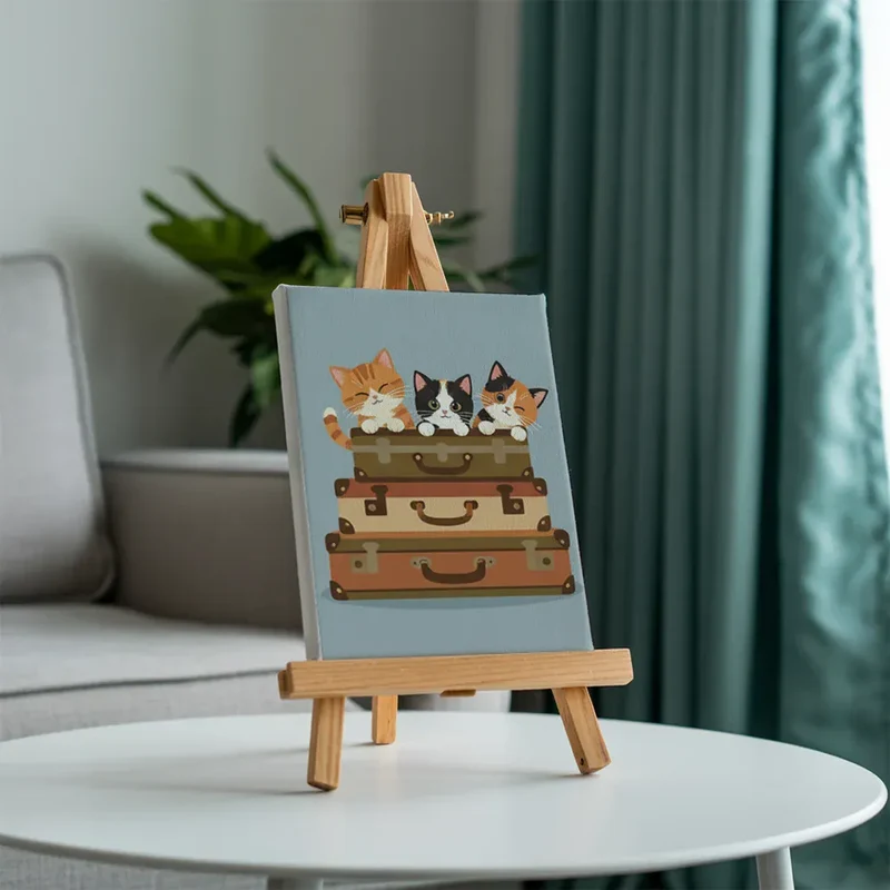 Malen nach Zahlen – 6 Mini-Gemälde - Gemütliche Kitty-Ecke