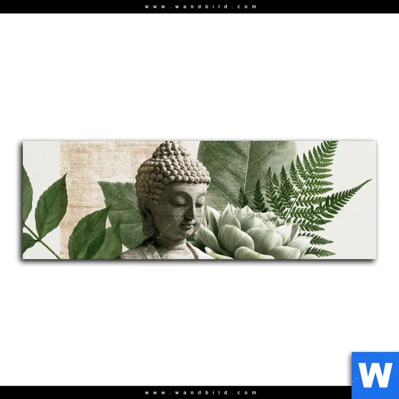 Aluminiumbild gebürstet | Buddha zwischen Lotusblüten | Panorama