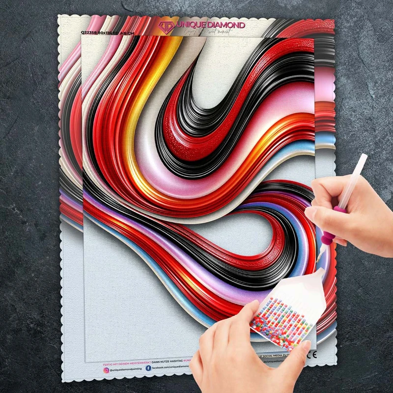 5D Diamond Painting – Fluss der Karminlinien