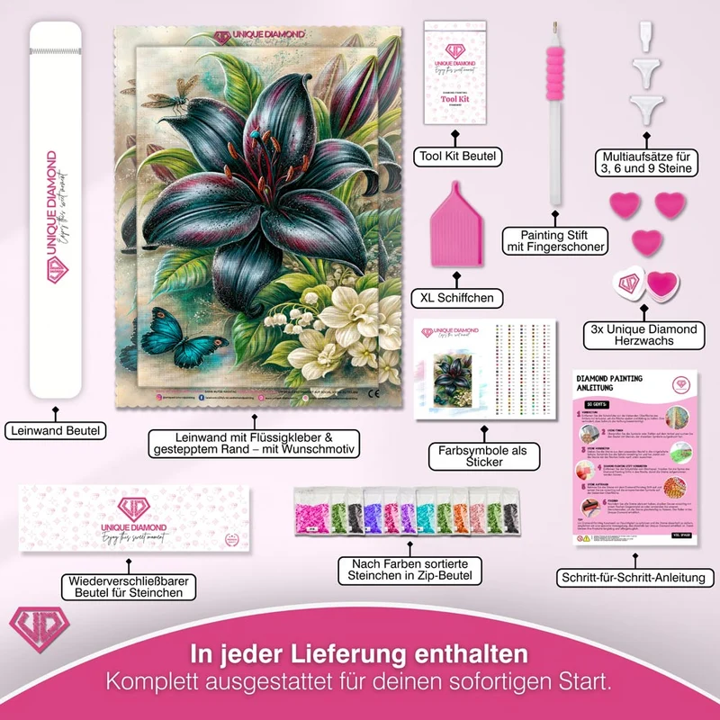 5D Diamond Painting – Schwarze Lilie der Dämmerung