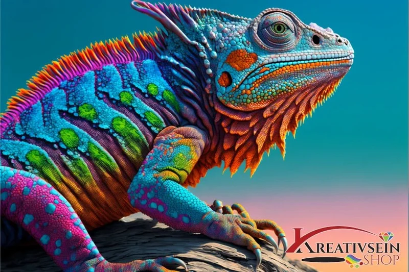 Farbenfroher Leguan - 5D DIY Diamond Painting