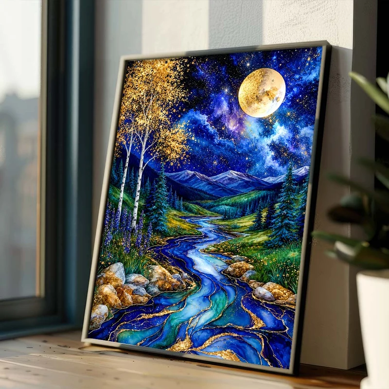 5D Diamond Painting – Mondfluss der Ewigkeit