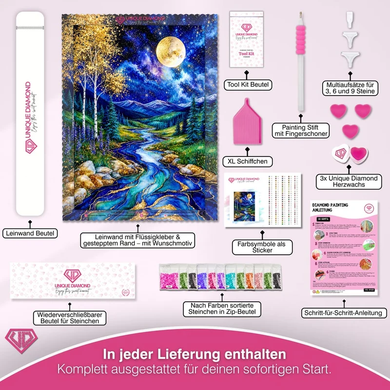 5D Diamond Painting – Mondfluss der Ewigkeit