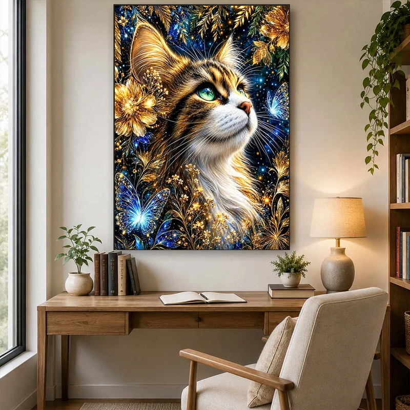 5D Diamond Painting – Sternenflüstern im Goldenen Blütenhain