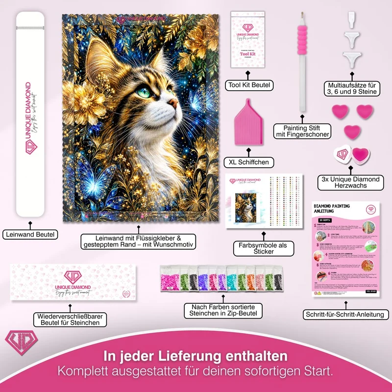 5D Diamond Painting – Sternenflüstern im Goldenen Blütenhain