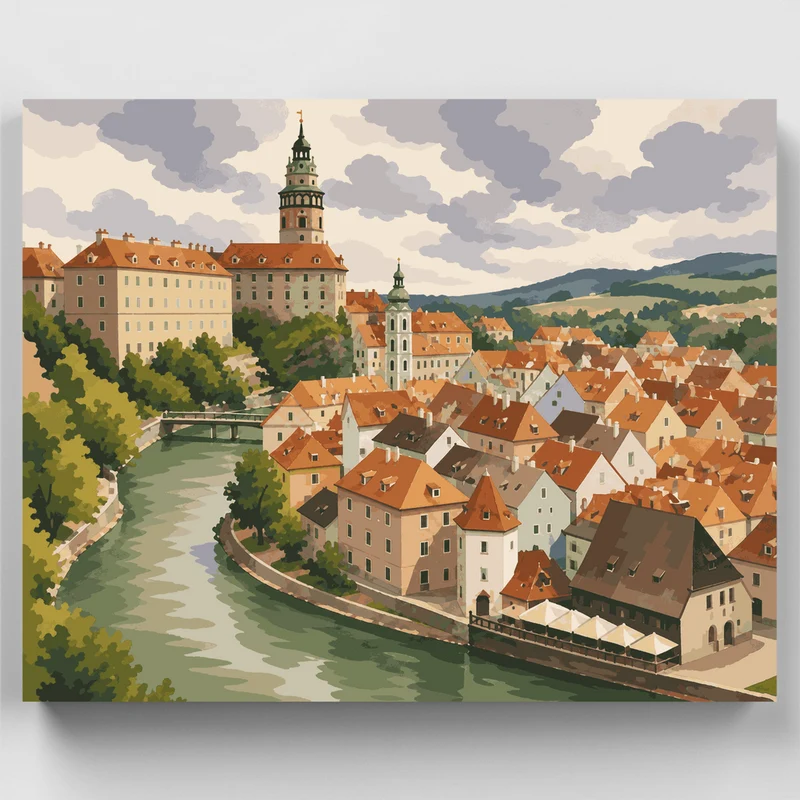 Cesky Krumlov Rooftops - Paint by Numbers Kit