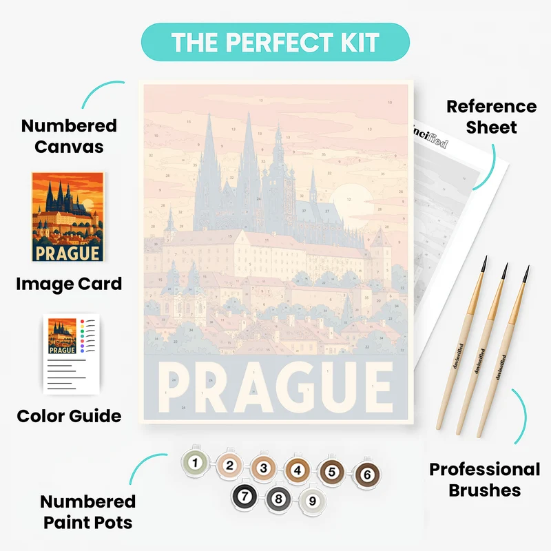Prague Castle Sunset - Paint by Numbers Kit