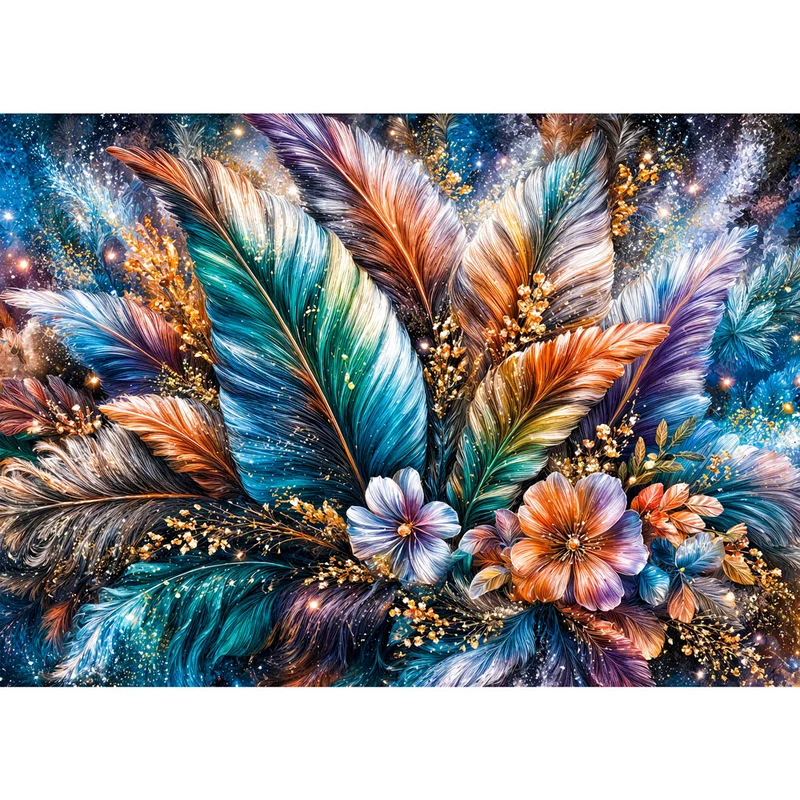 5D Diamond Painting – Schimmernde Federblüten