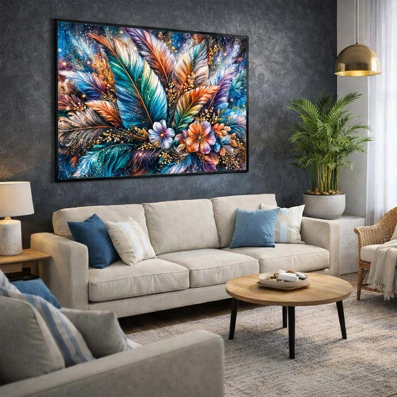 5D Diamond Painting – Schimmernde Federblüten