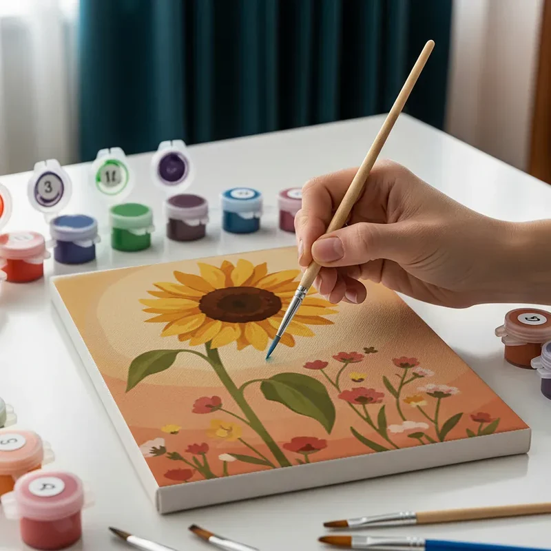 Malen nach Zahlen – 6 Mini-Gemälde - Herbstblüte