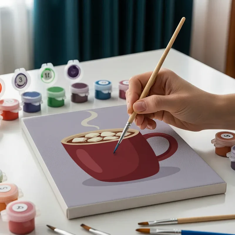 Malen nach Zahlen – 6 Mini-Gemälde - Gemütliche Tasse