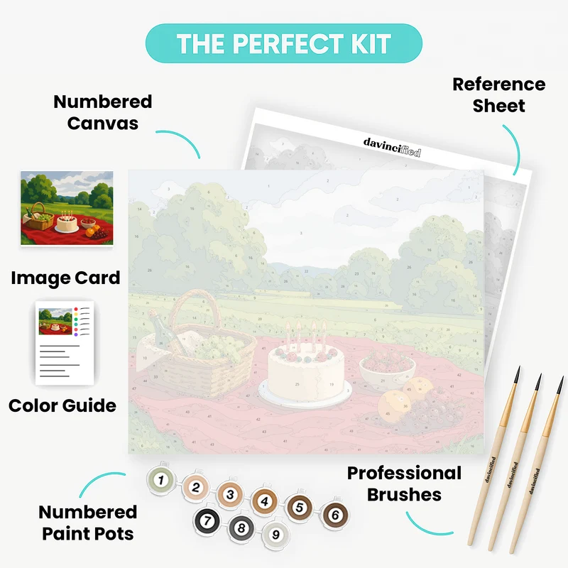 Crimson Picnic Cake - Paint by Numbers Kit