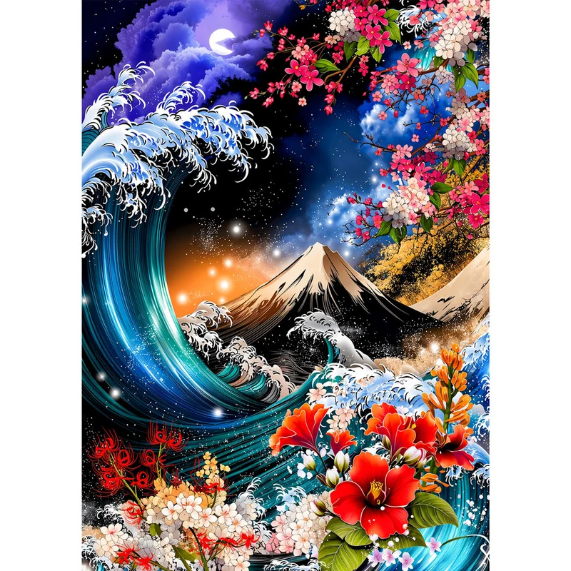 5D Diamond Painting – Moonwave Sakura Eclipse