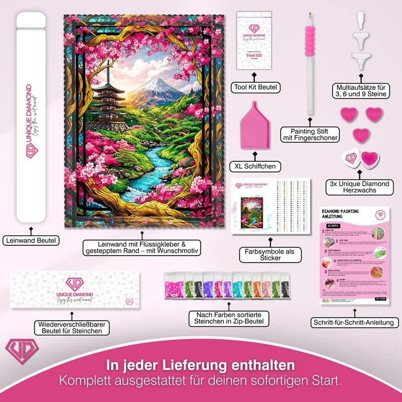 5D Diamond Painting – Sakura Valley of Fuji