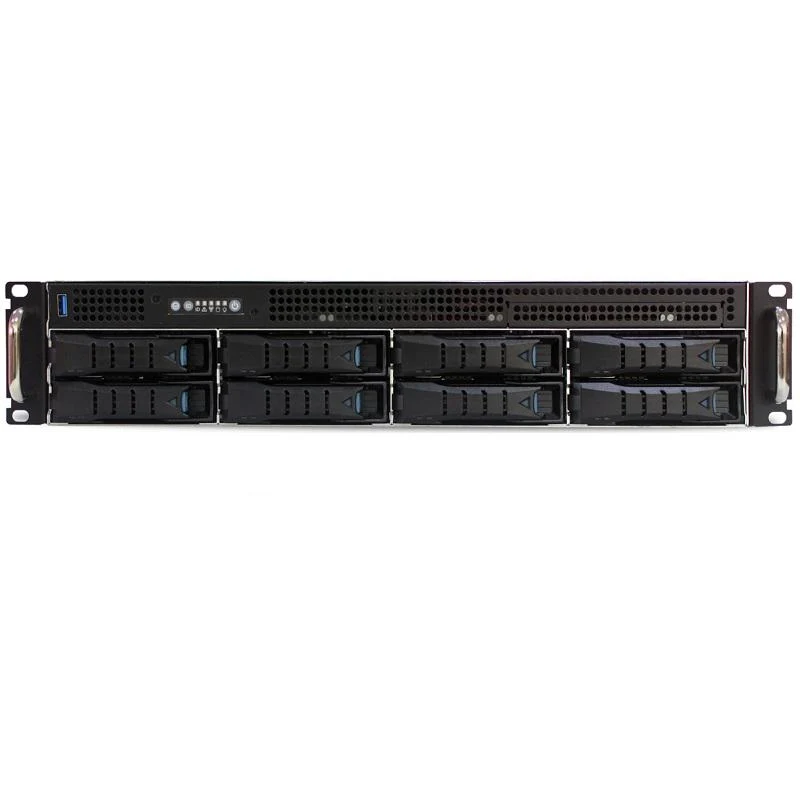 2U 12G Storage Server Chassis 8 x 3.5" Hot-Swap + 2 x 2.5" Internal with 550W x2 Redundant PSU (Rails Included) *7 x Low Profile