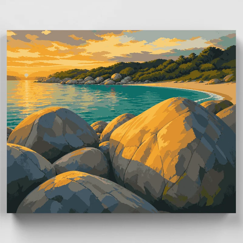 Golden Boulders at Anchorage - Paint by Numbers Kit