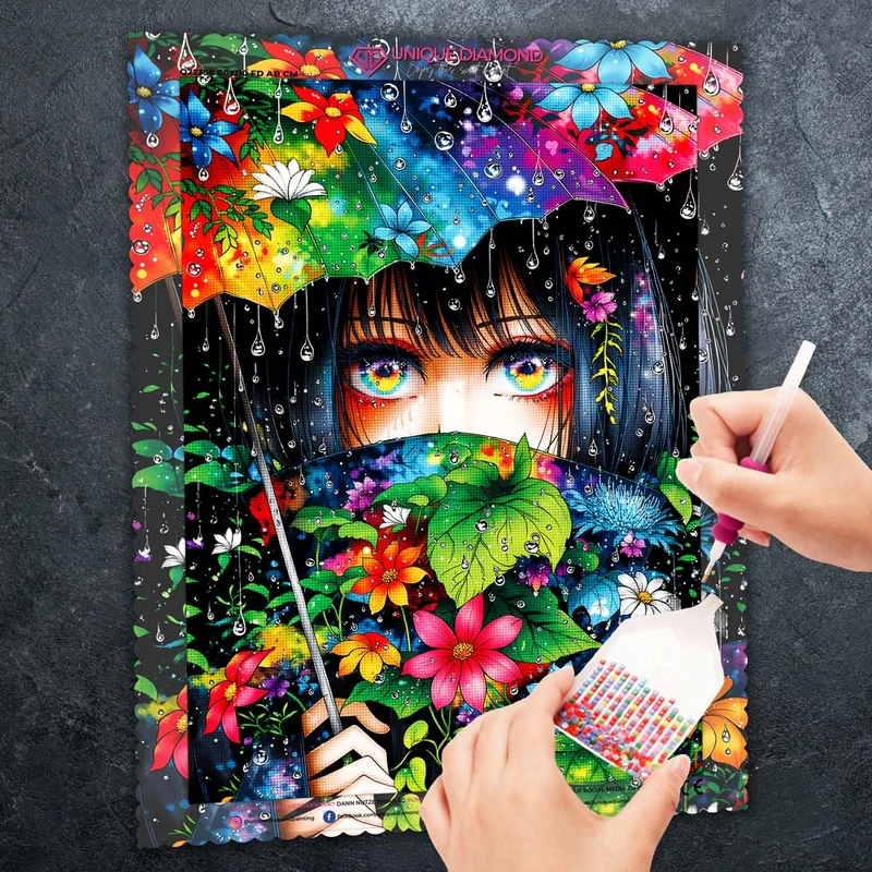 5D Diamond Painting – Rainlit Bloom