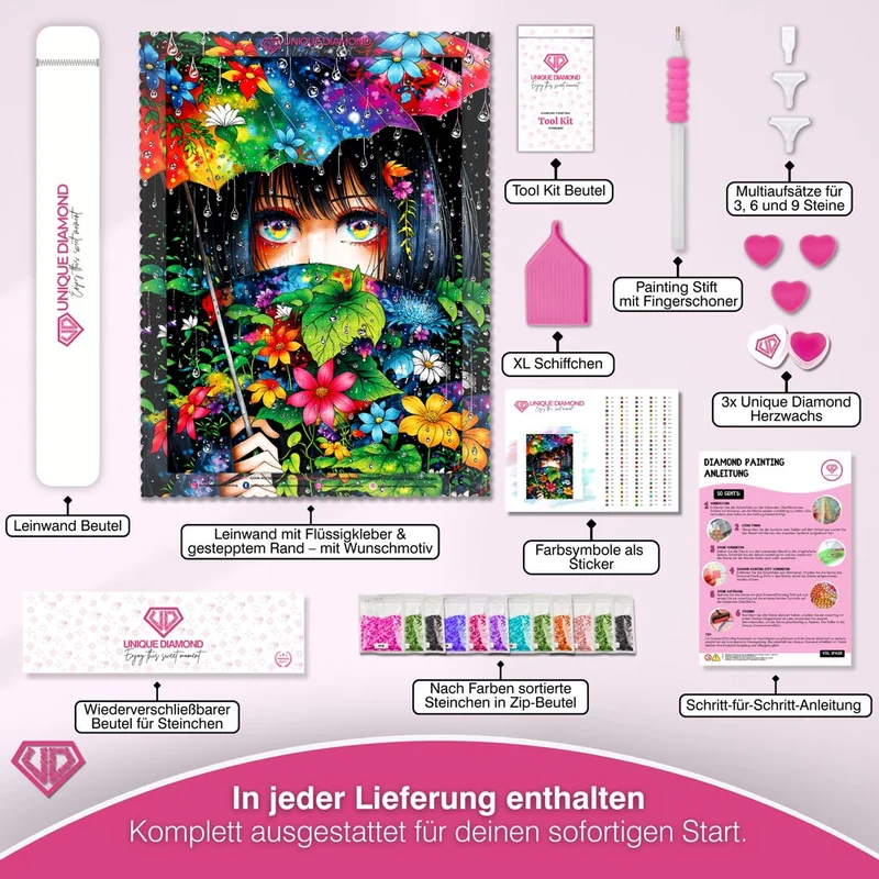5D Diamond Painting – Rainlit Bloom