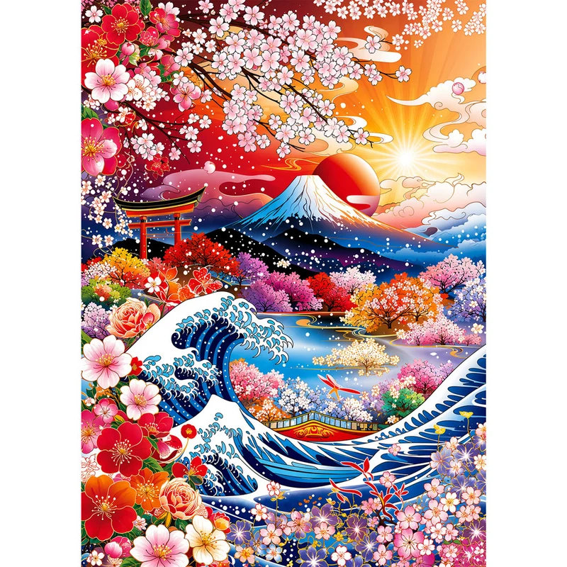 5D Diamond Painting – Sakura Waves of Fuji