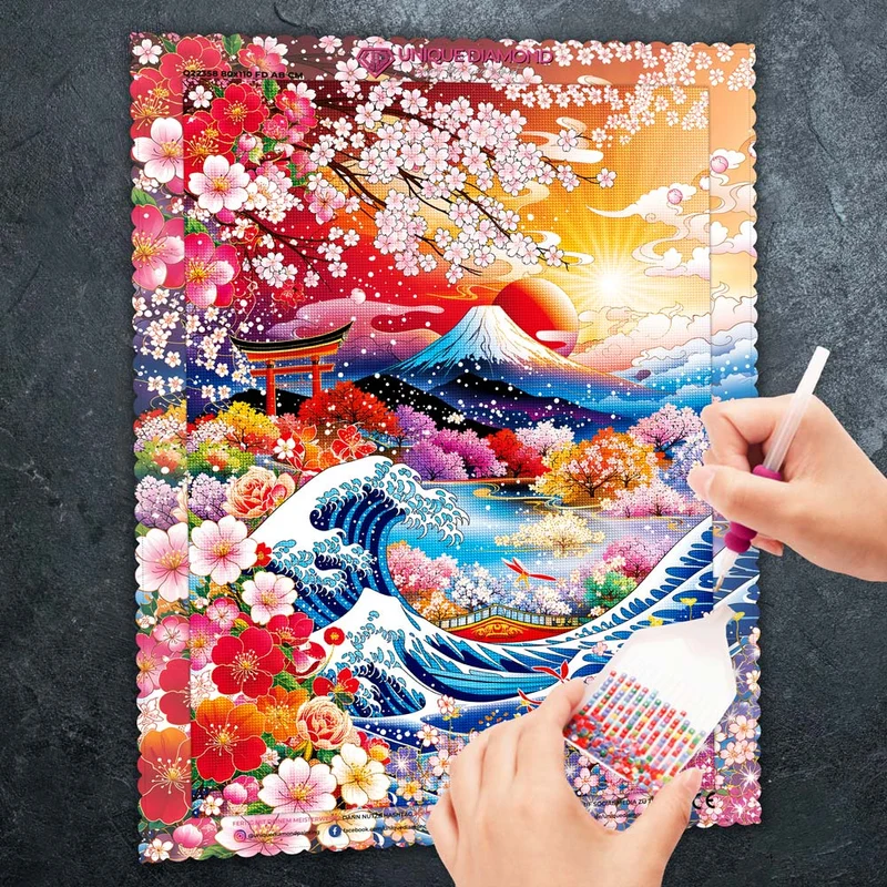 5D Diamond Painting – Sakura Waves of Fuji