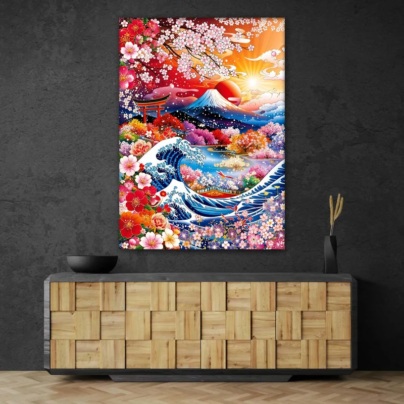 5D Diamond Painting – Sakura Waves of Fuji