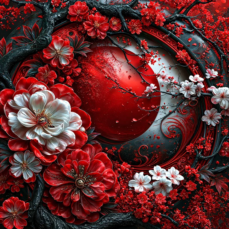 5D Diamond Painting – Crimson Sakura Eclipse